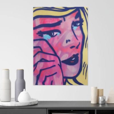 Colorful pop art painting on wall.