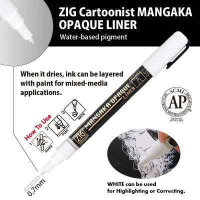 ZIG Mangaka Cartoonist Opaque Liner – White