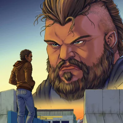 Character gazing at a sunset backdrop. This is the cover image of Cleveman 2 - a comic with the story rooted in Aboriginal lore. Independent Comic printed by Gestalt Comics