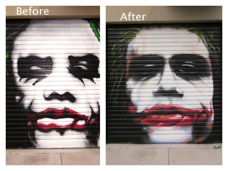 Heath Ledger Joker Street artcoverup in Melbourne